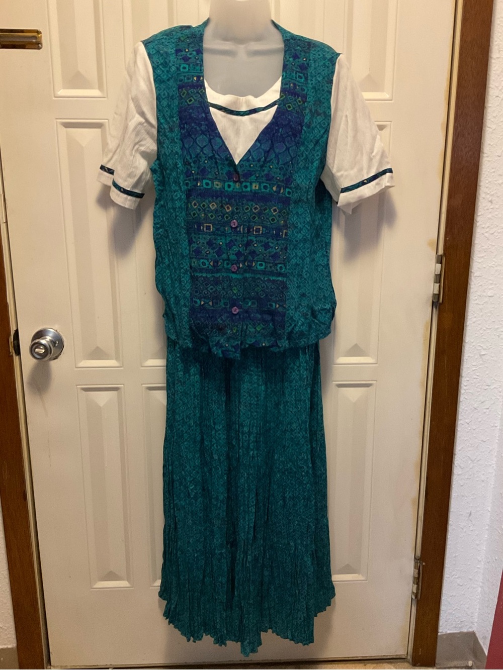 Vintage Koret Print Skirt Set vest broomstick skirt